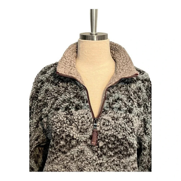 TRUE GRIT SHERPA PULLOVER 1/4 ZIP FROSTY TIP‎ AZTEC PATTERN SUPER SOFT SIZE MED - Picture 4 of 10